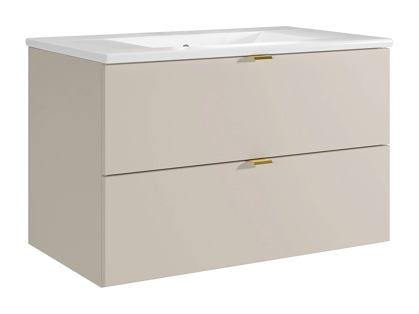 Meuble de salle de bain suspendu avec vasque à encastrer - Beige - 80 cm - LAVENA