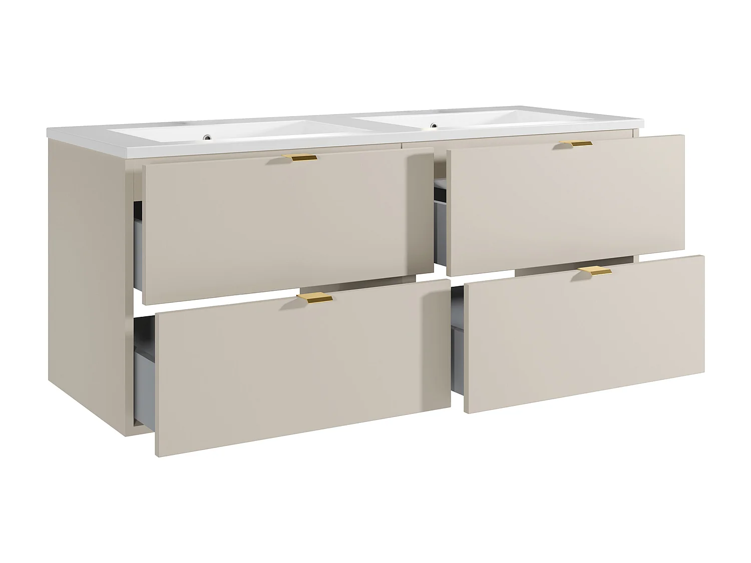 Meuble de salle de bain suspendu avec vasque à encastrer - Beige - 120 cm - LAVENA