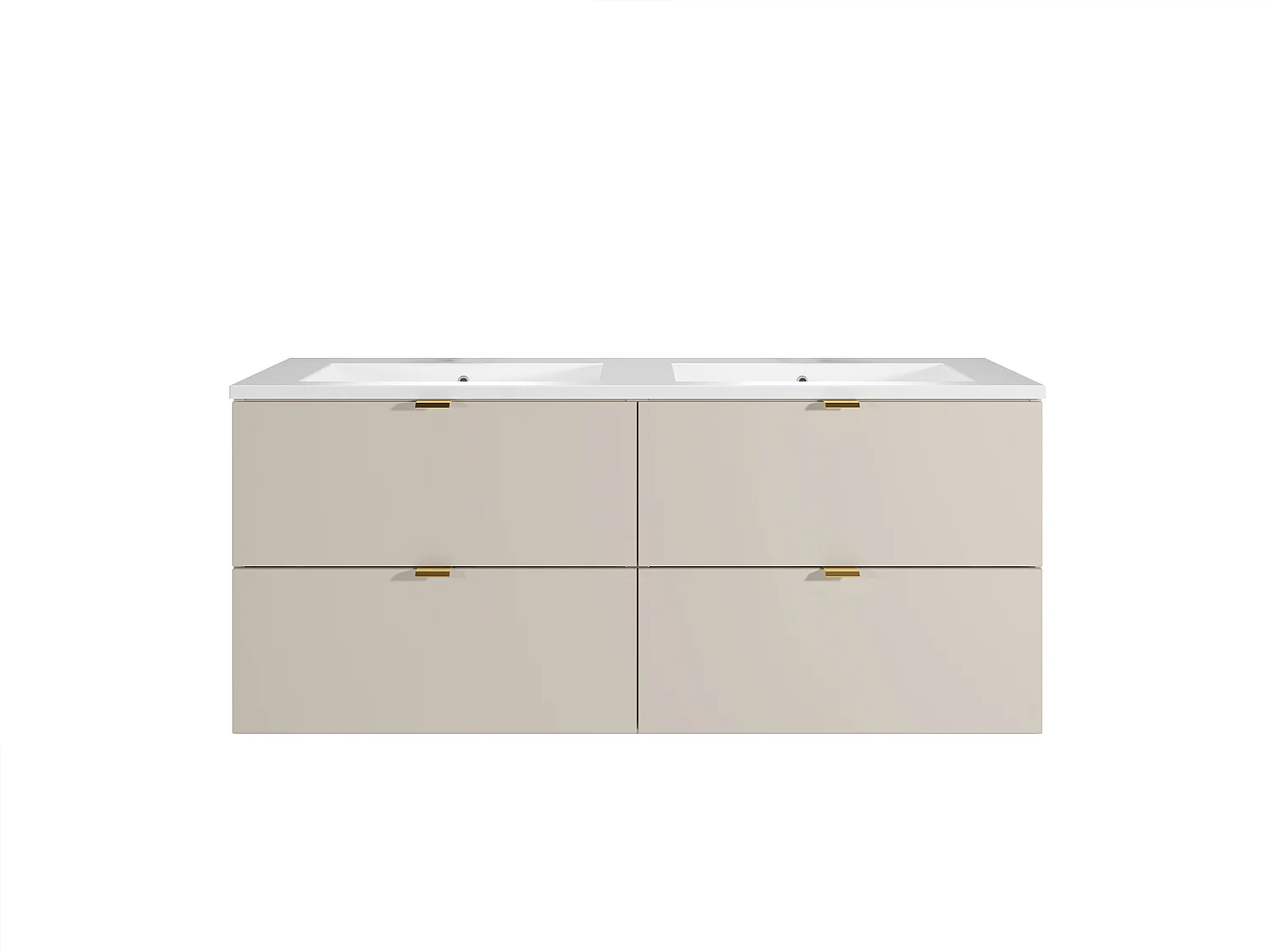 Meuble de salle de bain suspendu avec vasque à encastrer - Beige - 120 cm - LAVENA