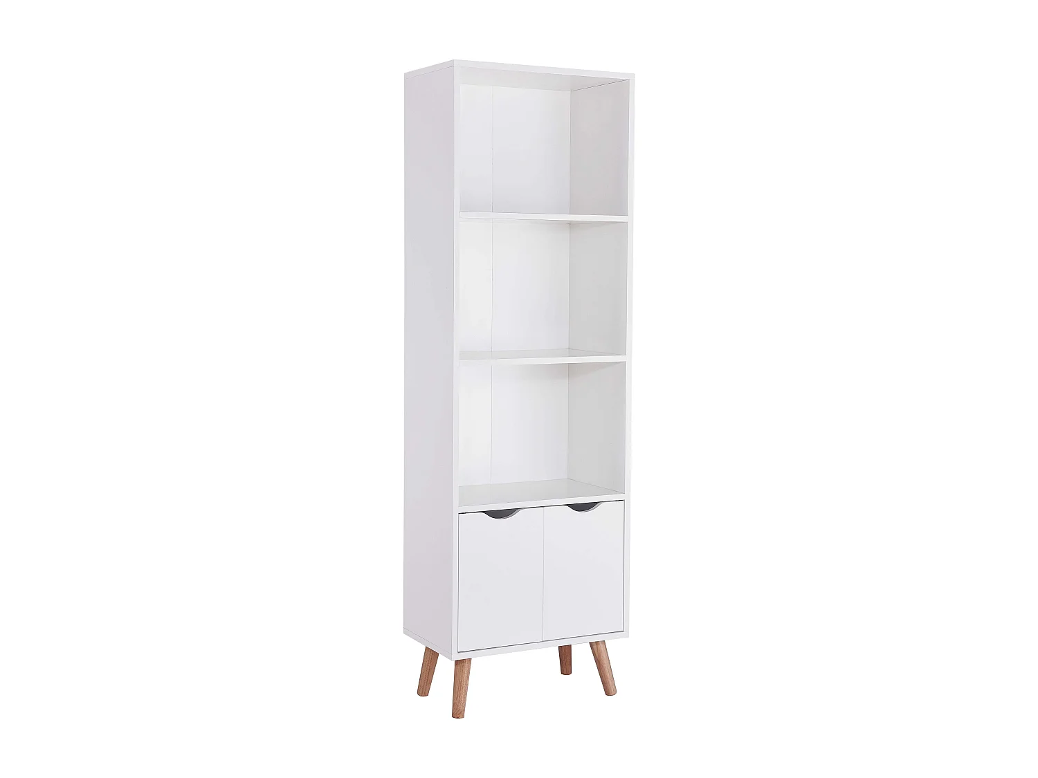 Estante Fiano com 3 prateleiras e 2 portas dobráveis ​​inferiores, 160x50x30 cm