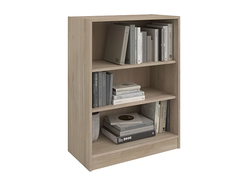 Estantería Veltis melamina 3 espacios roble japonés y blanco 106x79x40 cm