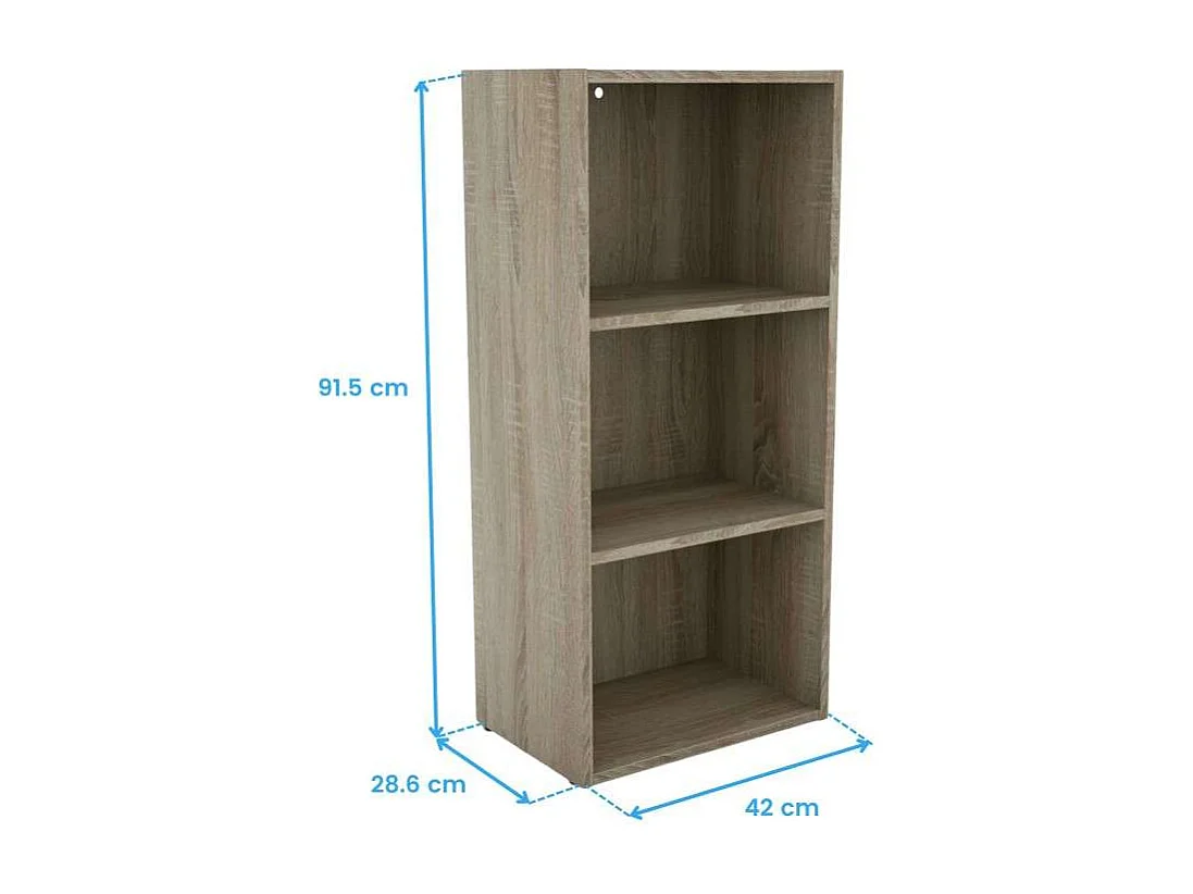 Estante Plea: 1 armário com 3 portas e 1 prateleira com 3 níveis, 184x42x29 cm