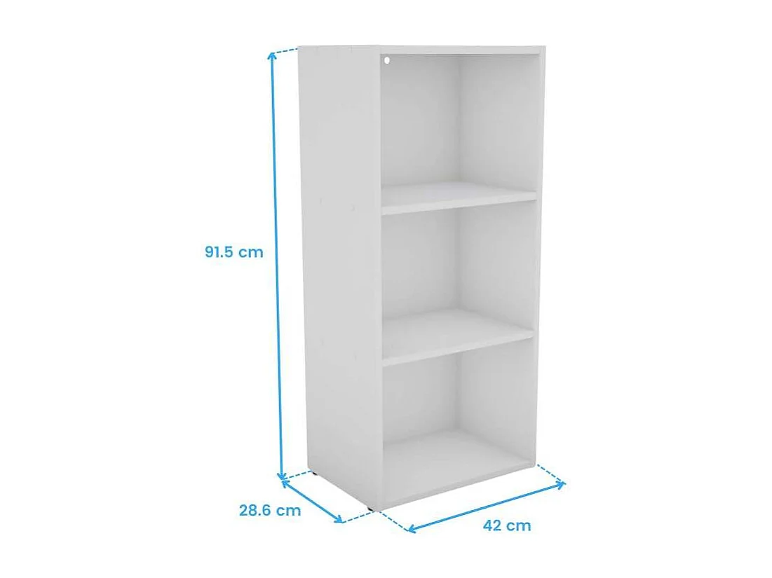 Plea salón 1 armario 3 puertas y 1 estantería 3 niveles blanco 184x42x29 cm