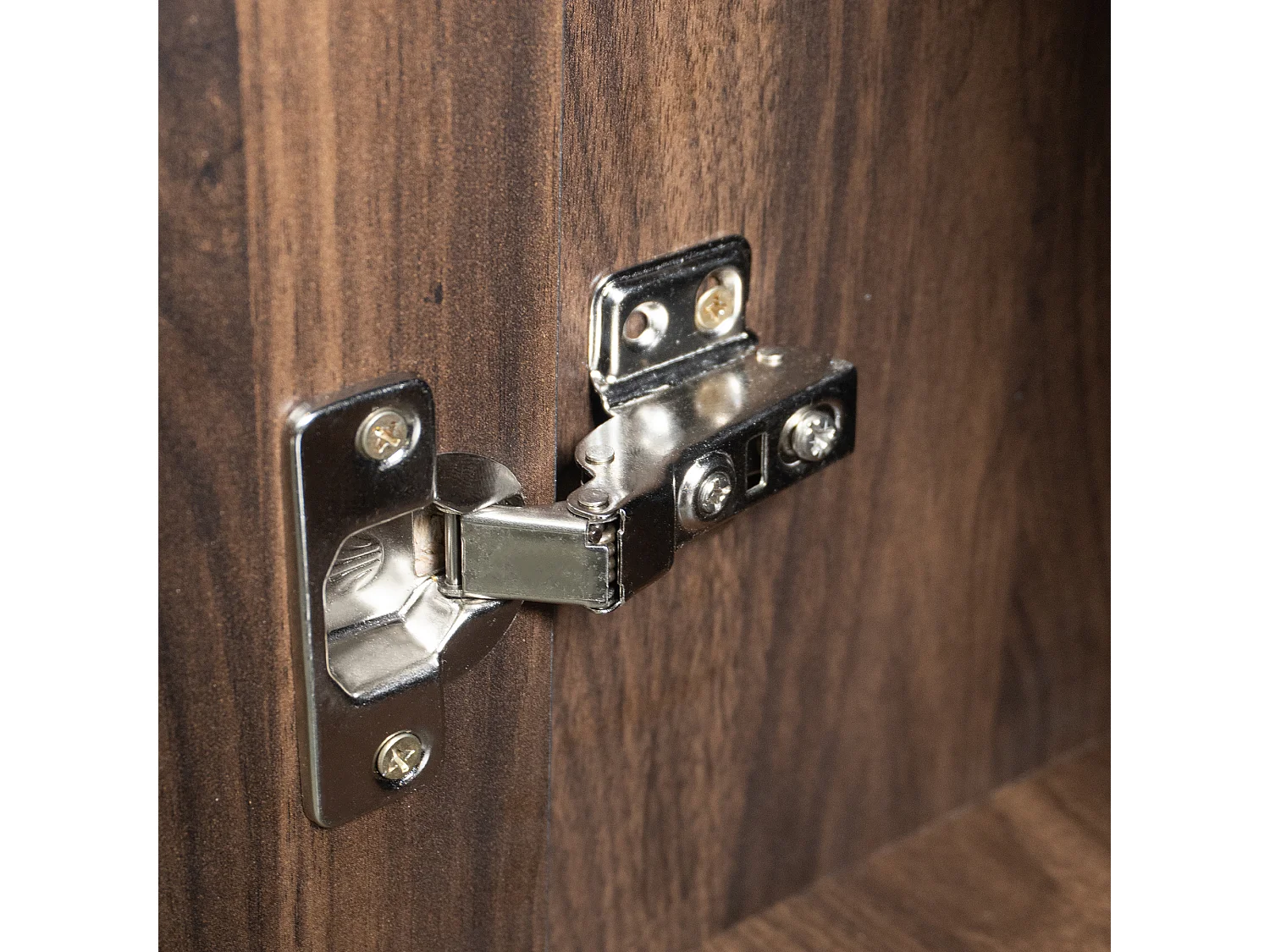 Moderner Schuhschrank mit 5 Fächern aus dunklem Holz – 80 x 35,5 x 110 cm – Spanplatte – dunkel natur