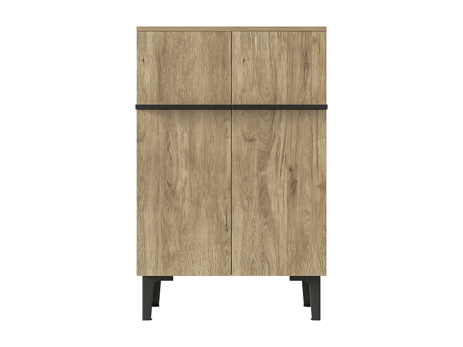 Moderner Schuhschrank für den Eingangsbereich – 60 x 34,5 x 95 cm – mit 2 Türen und verstellbaren Einlegeböden – Spanplatte – natur