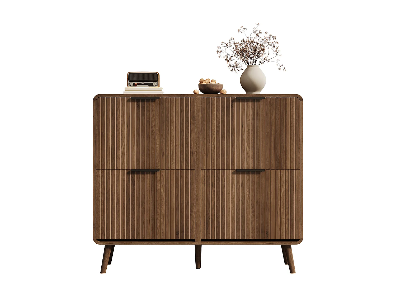 Moderner Schuhschrank aus Walnussholz – 105 x 24 x 90 cm – mit 2 Einlegeböden – MDF – braun