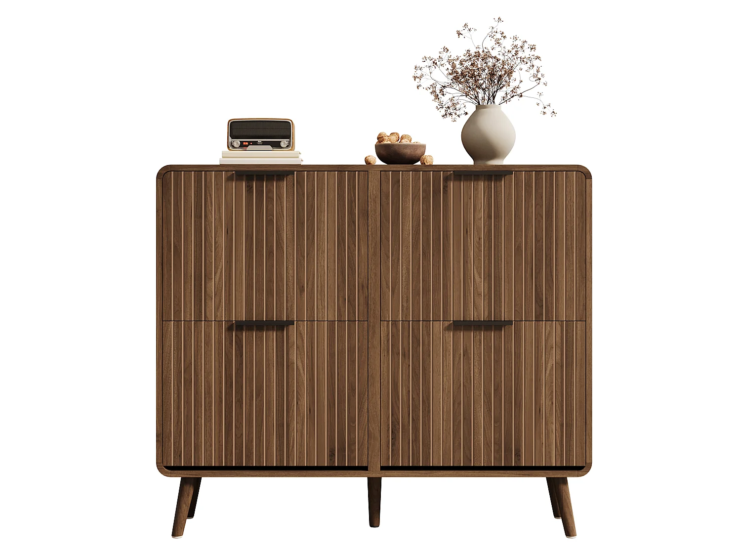 Modernt skoskåp i valnöt - 105 x 24 x 90 cm - med 2 hyllor - MDF - brun