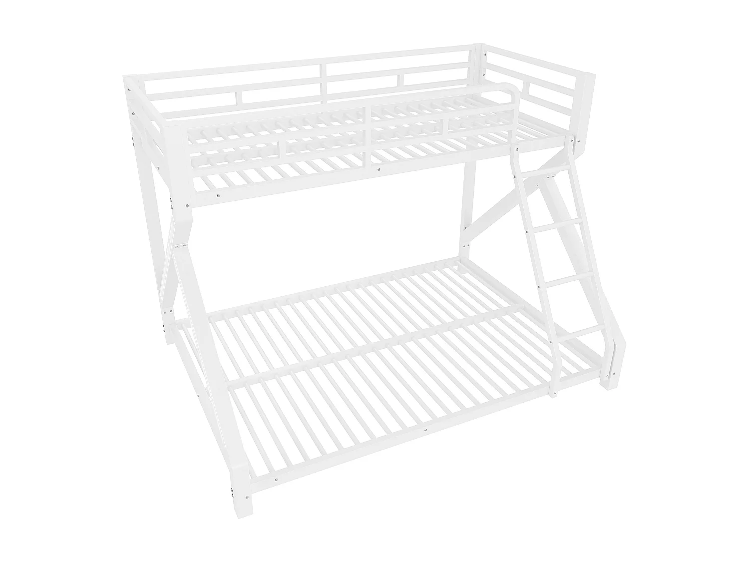 Beliche infantil - 90 x 200 cm + 140 x 200 cm - estrutura de ferro - com LEDs + grade de segurança - Metal - branco