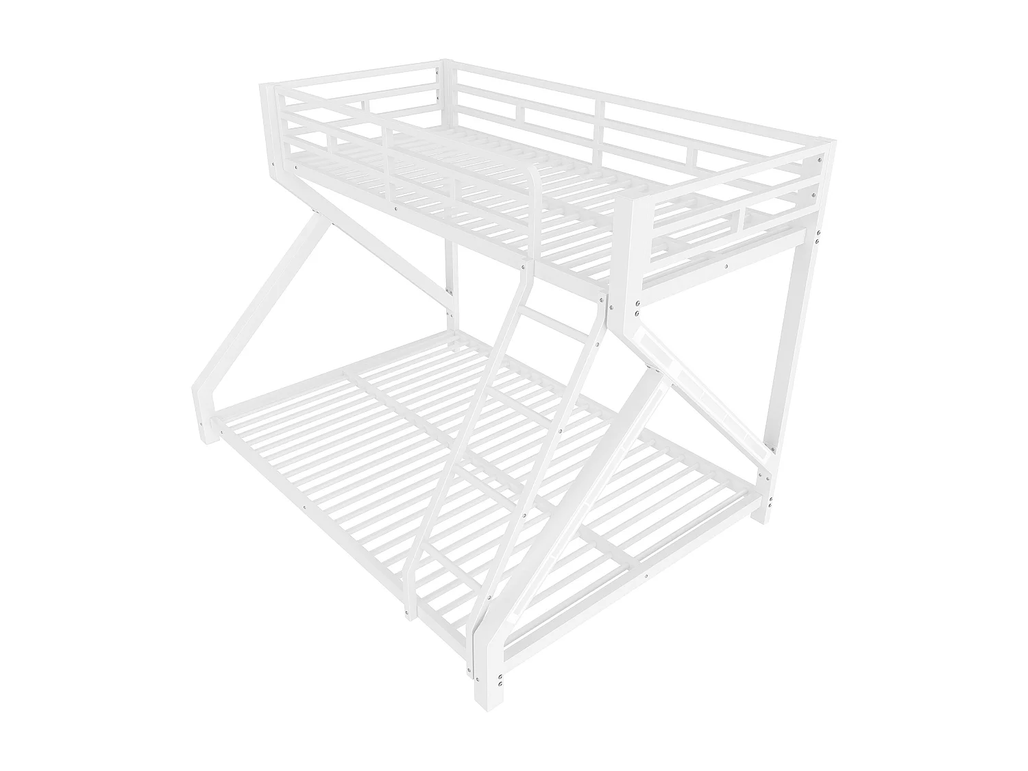 Beliche infantil - 90 x 200 cm + 140 x 200 cm - estrutura de ferro - com LEDs + grade de segurança - Metal - branco