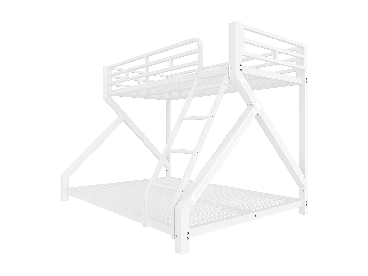 Beliche infantil - 90 x 200 cm + 140 x 200 cm - estrutura de ferro - com LEDs + grade de segurança - Metal - branco