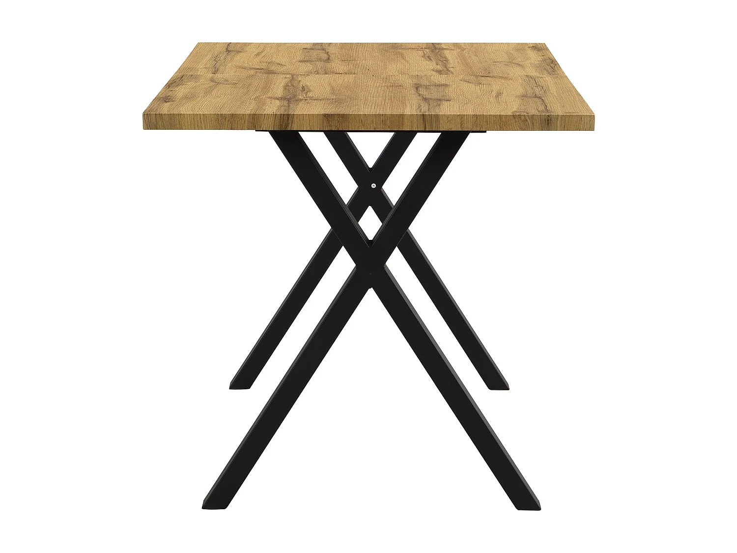 Table de salle à manger rectangulaire en fer forgé - 140 x 80 x 76 cm - MDF - naturel + noir