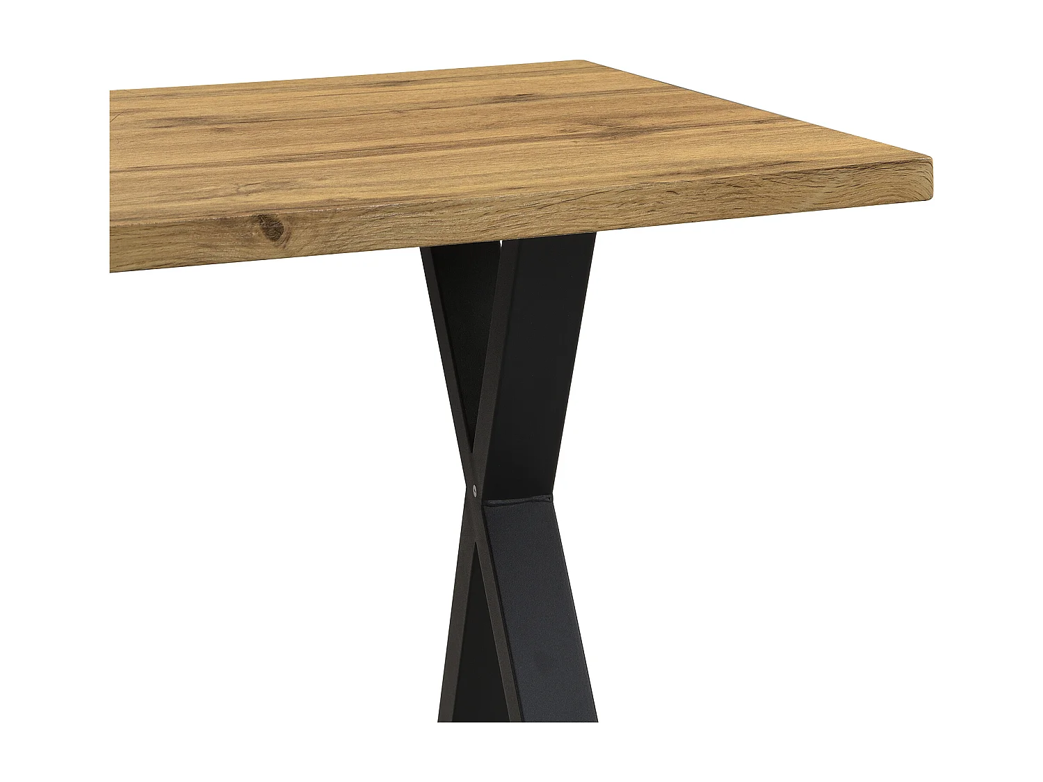 Table de salle à manger rectangulaire en fer forgé - 140 x 80 x 76 cm - MDF - naturel + noir