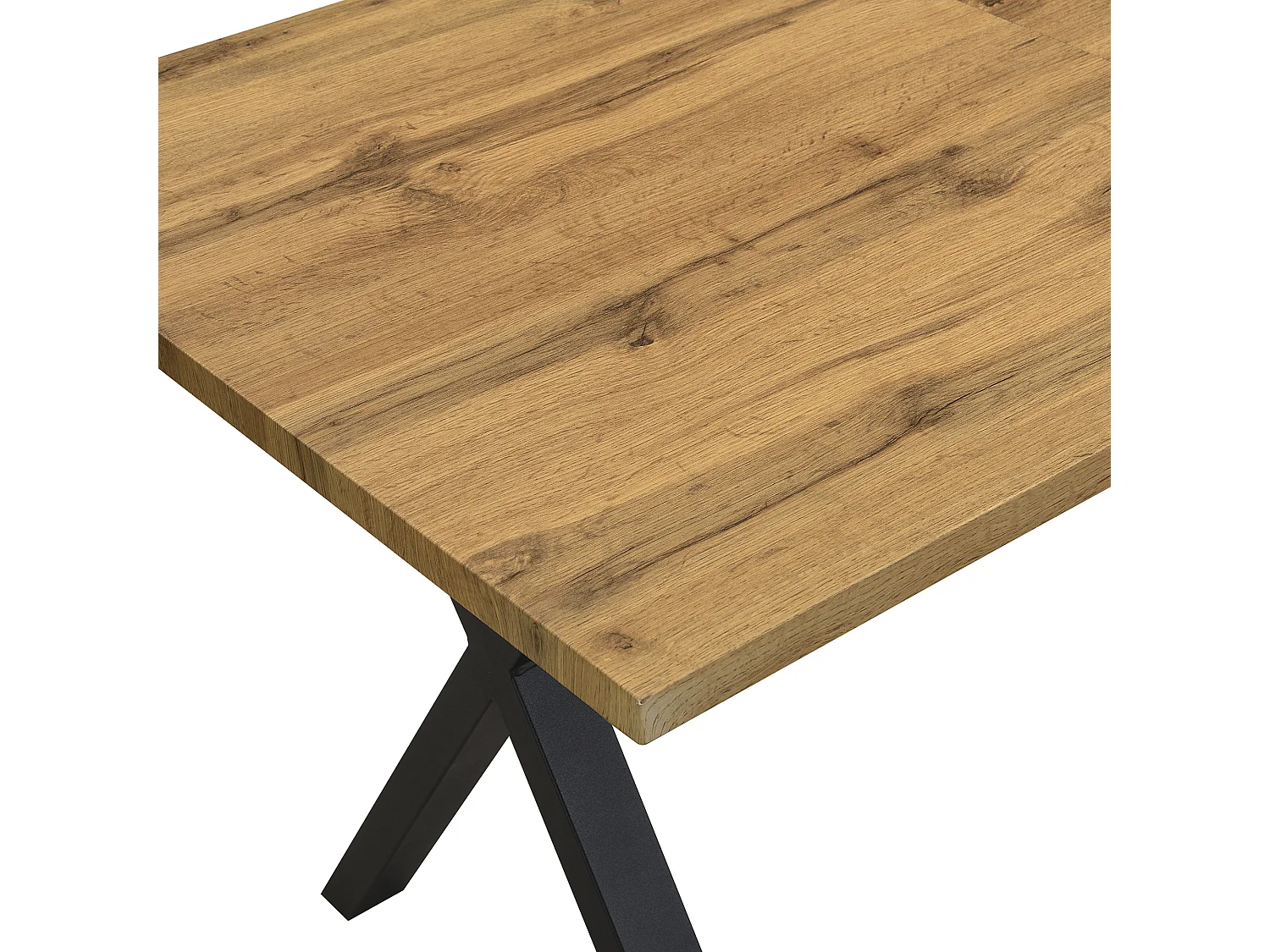 Table de salle à manger rectangulaire en fer forgé - 140 x 80 x 76 cm - MDF - naturel + noir
