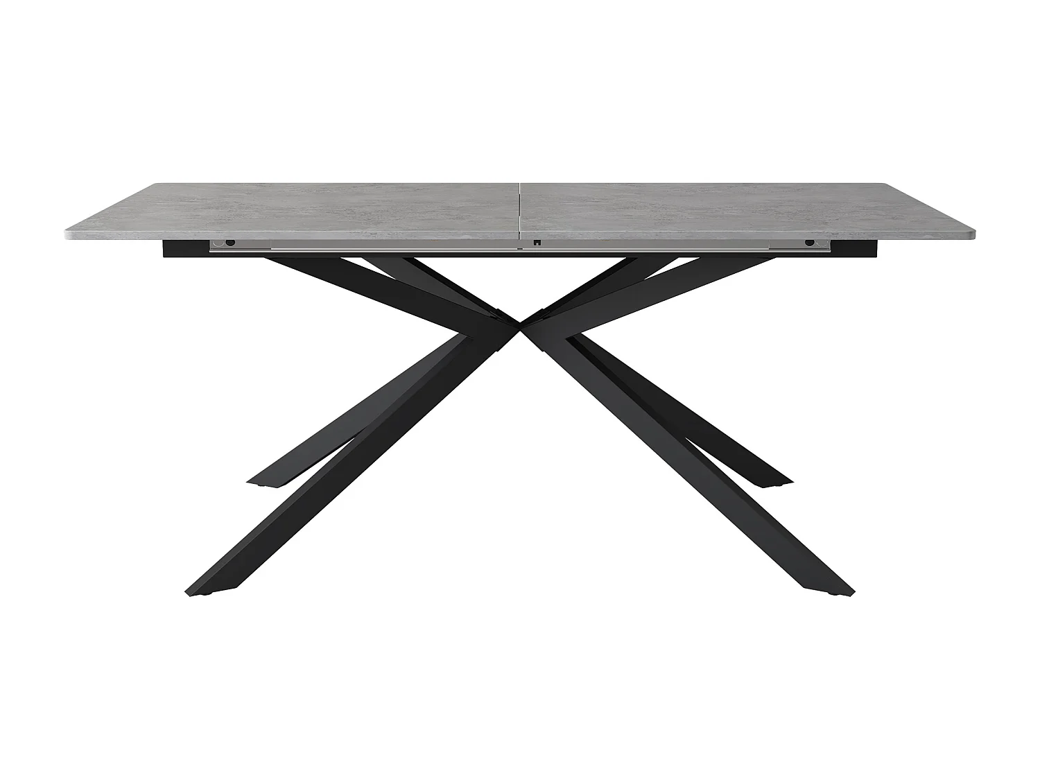 Table à manger extensible 4 à 6 couverts - 150/180 x 70 x 76 cm - motif ciment - MDF - gris + noir