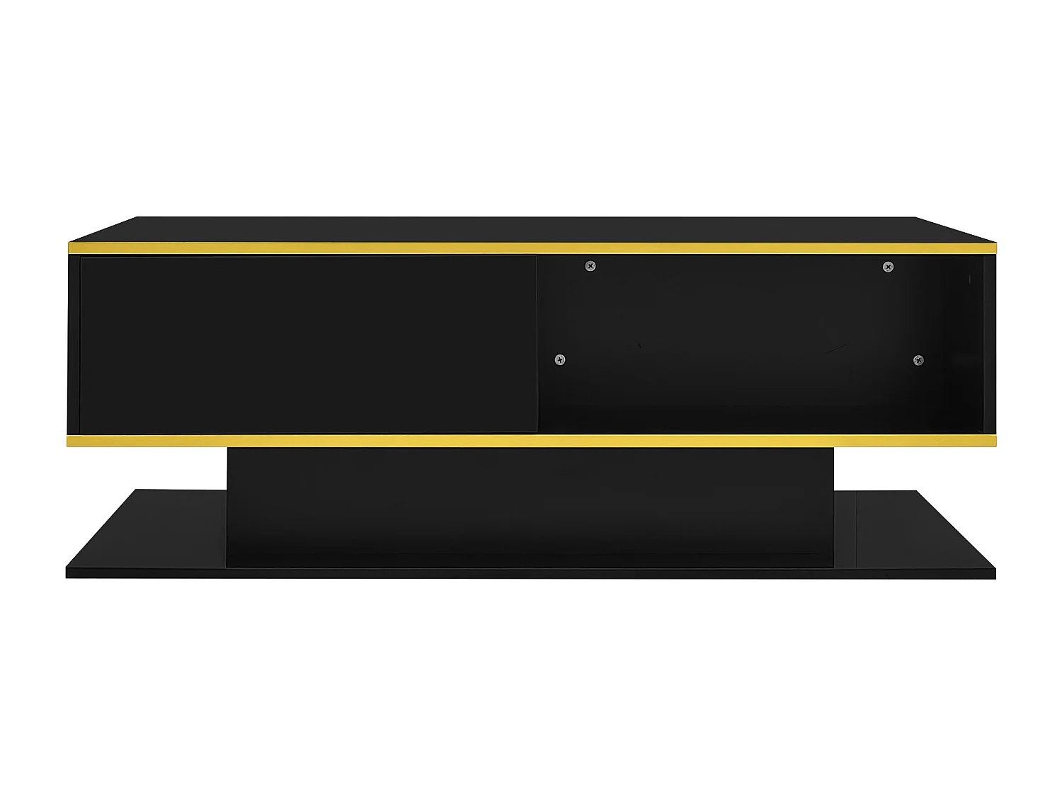 Moderner Couchtisch mit Hochglanzoberfläche – 100 x 50 x 40 cm – mit 3 Schubladen, LED-Beleuchtung und USB-Anschluss – Spanplatte – schwarz