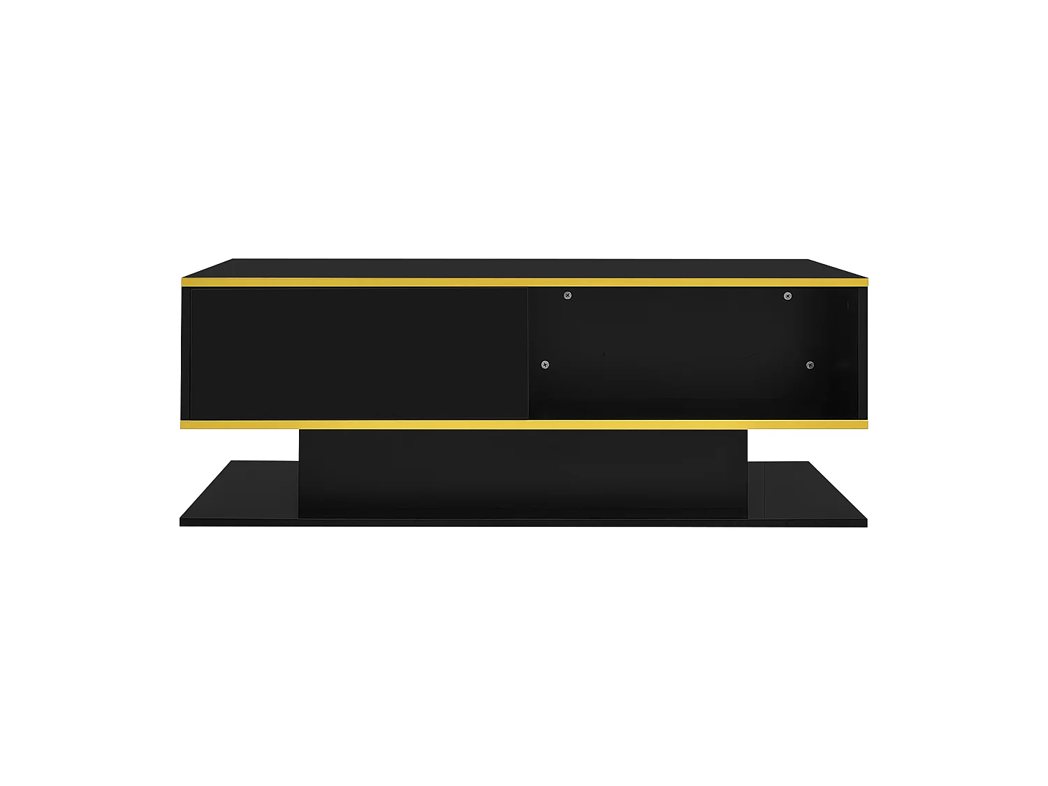 Table basse moderne avec finition brillante - 100 x 50 x 40 cm - avec 3 tiroirs + Leds + USB - aggloméré - noir