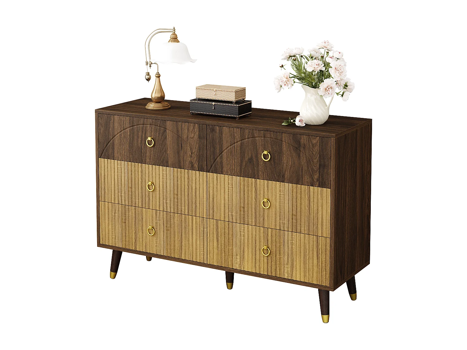 Commodes modernes à 3 tirors - 120 x 40 x 81 cm - pour salon/salle à manger/entrée -  MDF + aggloméré - naturel