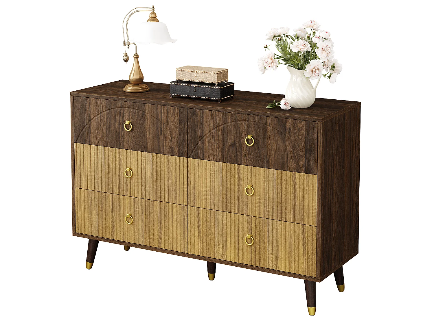Commodes modernes à 3 tirors - 120 x 40 x 81 cm - pour salon/salle à manger/entrée -  MDF + aggloméré - naturel