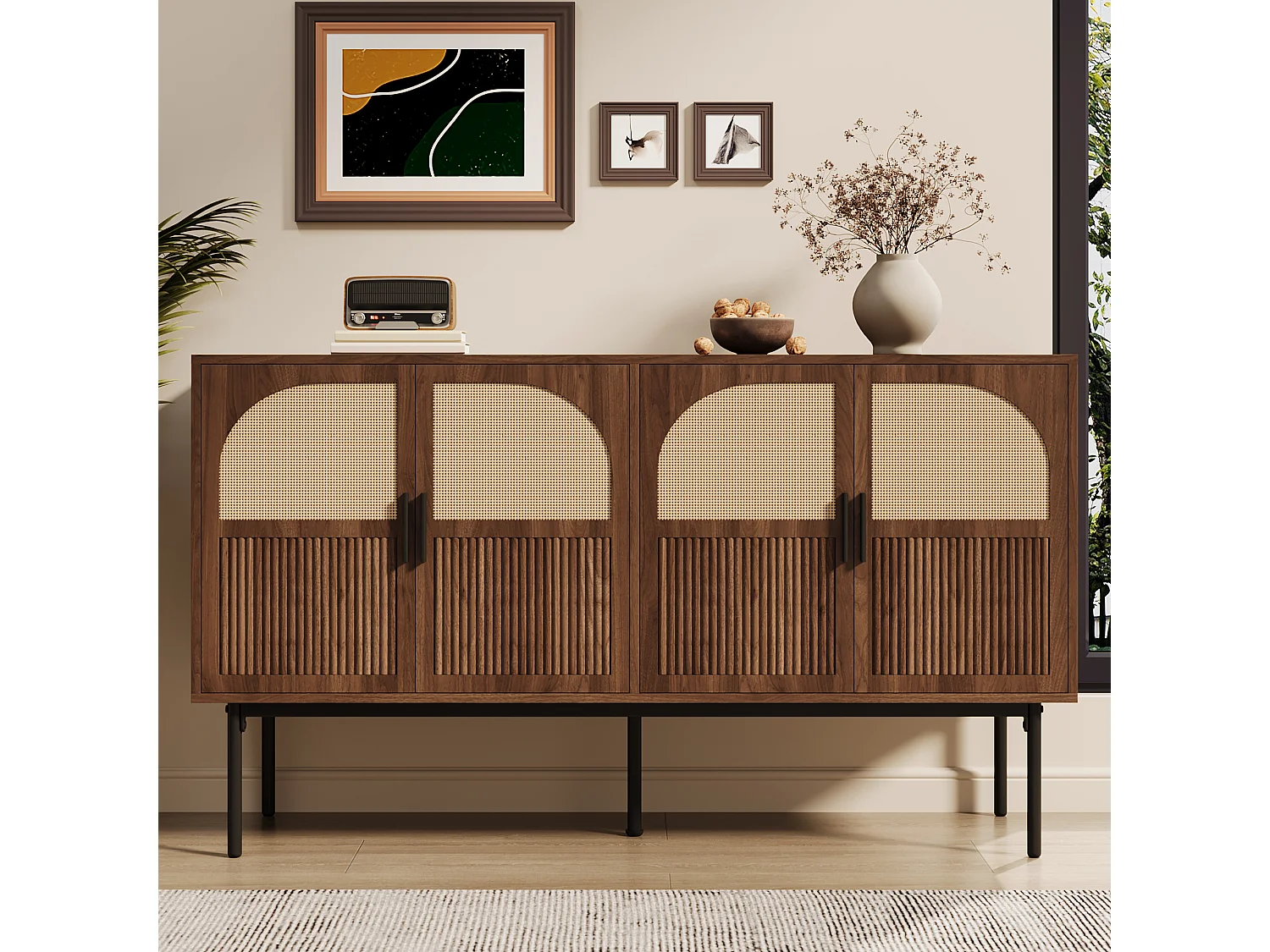 Modern en eenvoudig dressoir - 140 x 40 x 80 cm - opbergmeubel voor de woonkamer - MDF - naturel