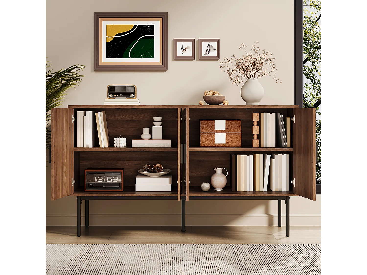 Modern en eenvoudig dressoir - 140 x 40 x 80 cm - opbergmeubel voor de woonkamer - MDF - naturel