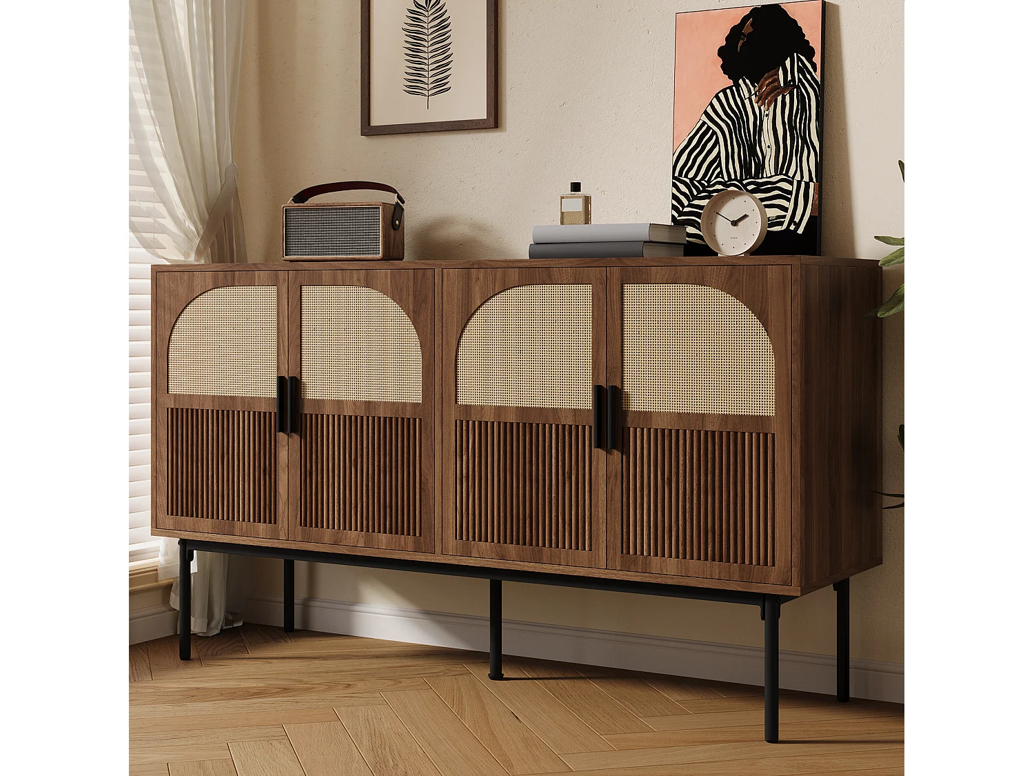 Modern en eenvoudig dressoir - 140 x 40 x 80 cm - opbergmeubel voor de woonkamer - MDF - naturel