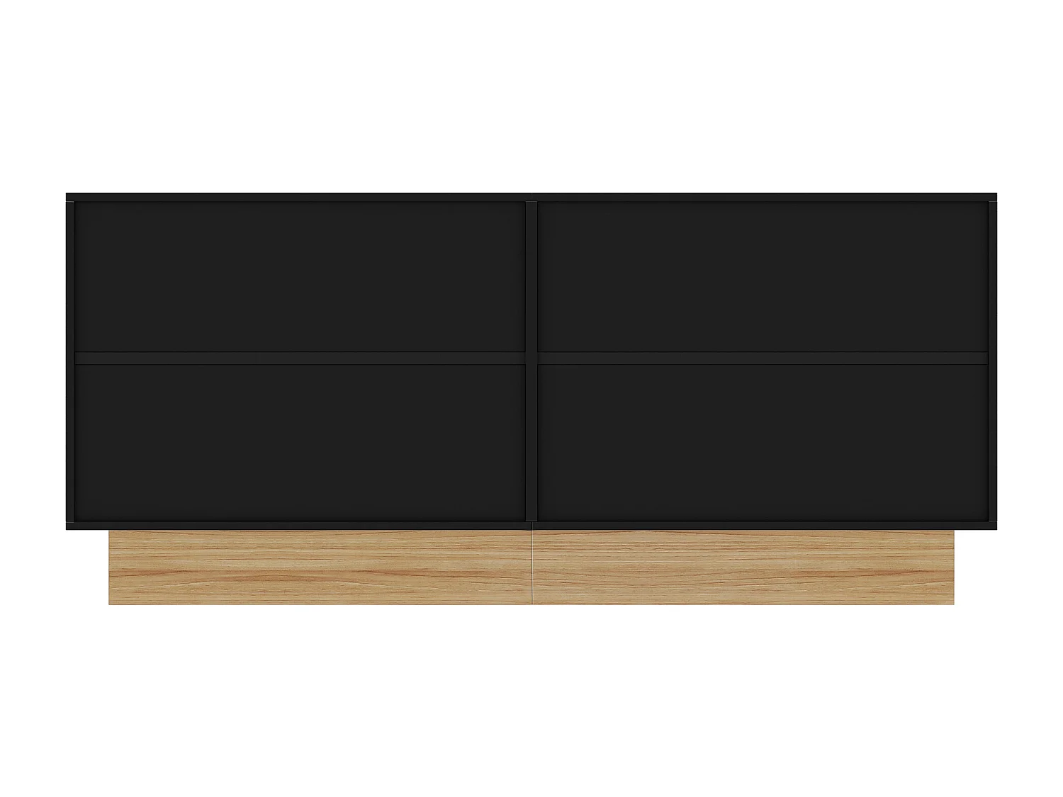 Buffet moderne pour salon et salle à manger - 160 x 75 x 38 cm - avec 4 portes - aggloméré - noir + naturel