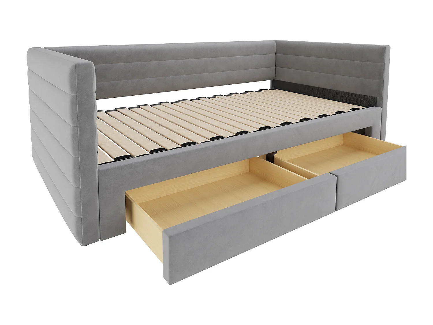Canapé-lit extensible 3 en 1 - 90/180 x 190 cm - avec tiroirs + sommier à lattes - coton et lin - gris