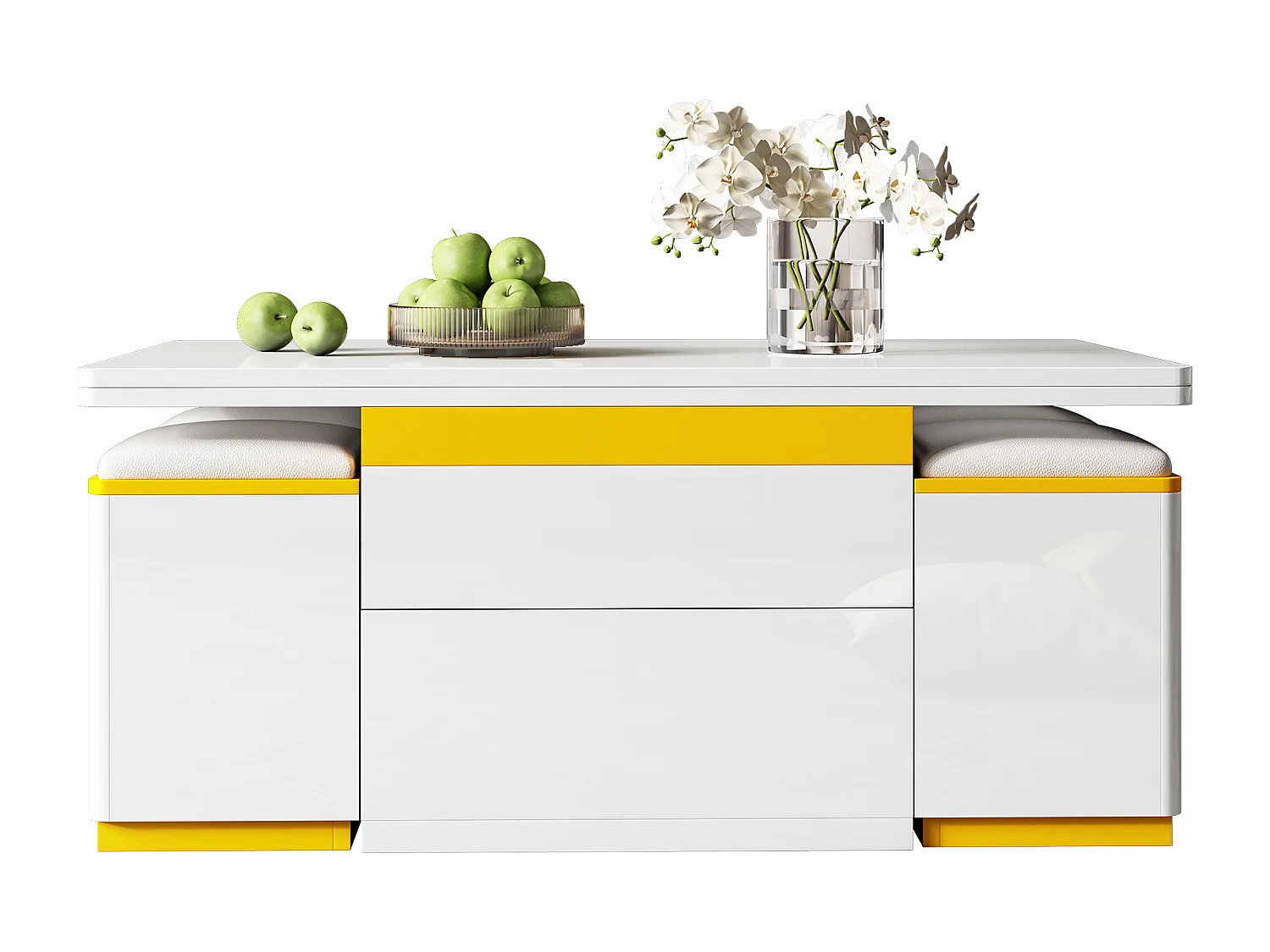 Mesa de centro com tampo elevável e acabamento brilhante - 100 x 50 x 43 cm - móvel dobrável para sala de estar com gavetas - MDF e aglomerado - branca