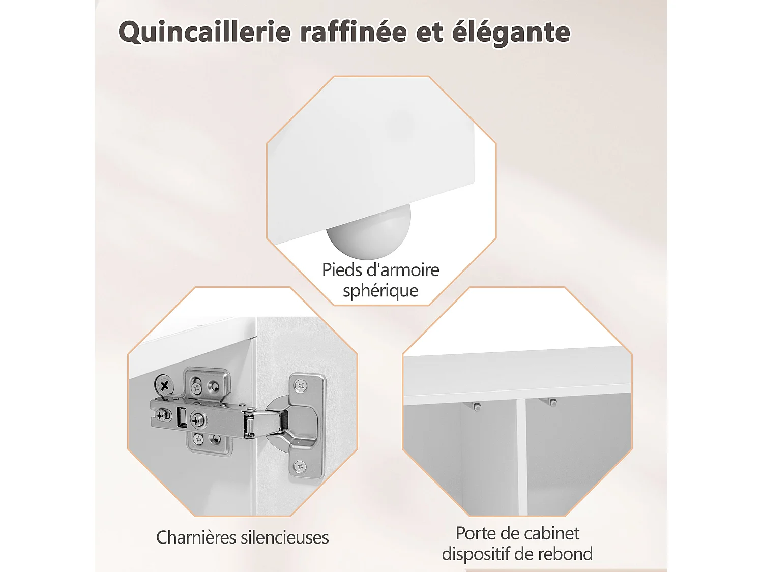 Moderner TV-Ständer – 180 x 40 x 41,5 cm – mit 4 Türen + Ablage – einzigartiges Design – MDF + Spanplatte – weiß