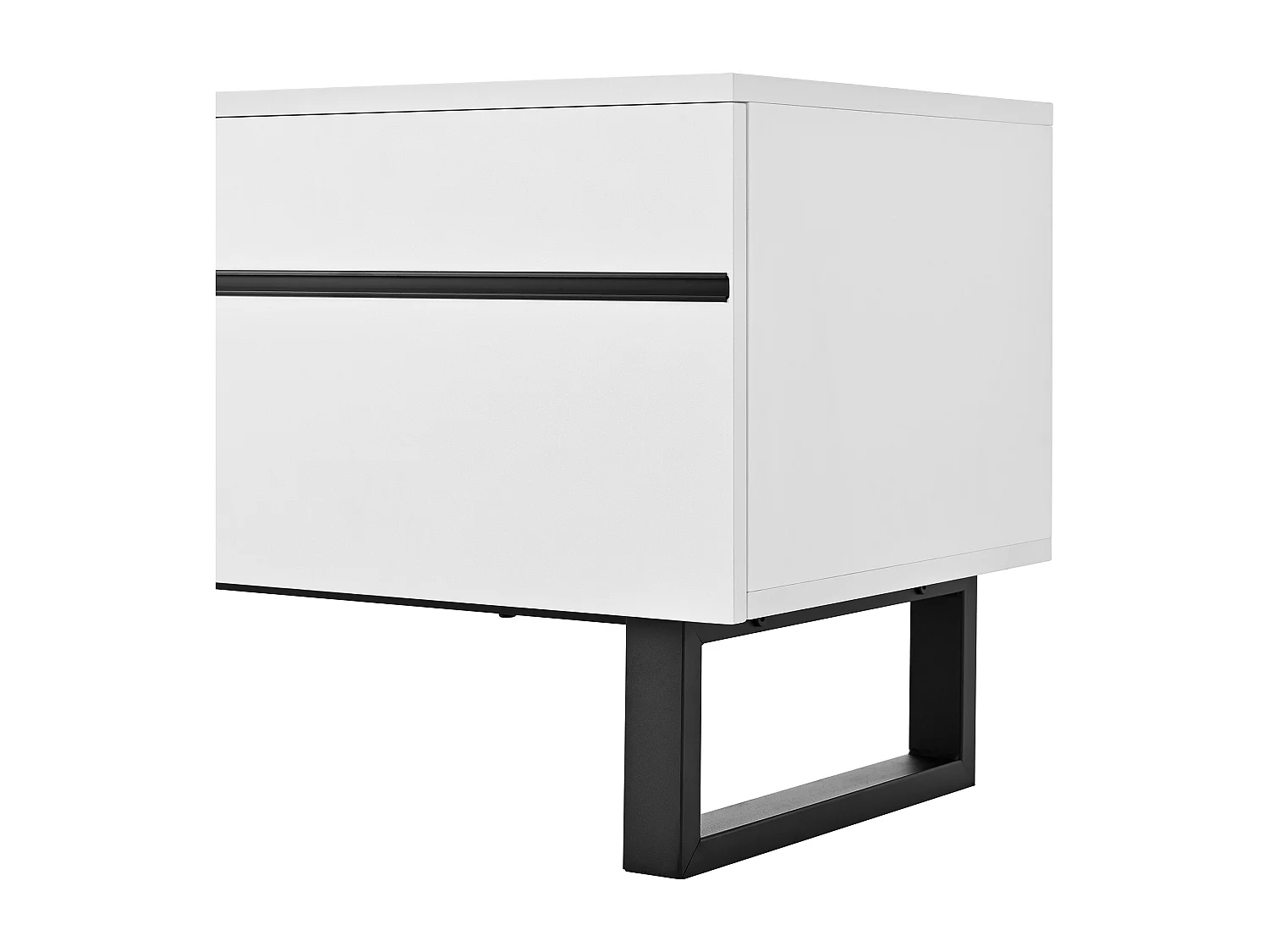 Moderner, niedriger TV-Ständer – 180 x 38 x 45 cm – mit 3 Türen + offenen Regalen – Spanplatte – weiß