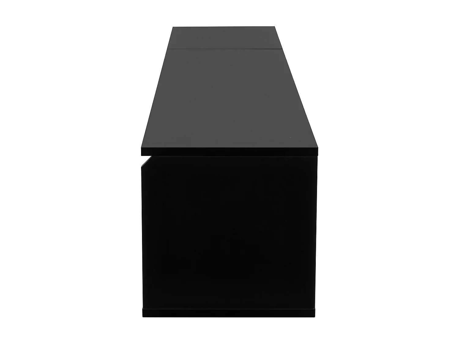 Hochglanzlackiertes TV-Möbel – 180 x 35 x 30 cm – mit 3 Türen + LEDs – zur Wandmontage oder freistehend – MDF + Spanplatte – weiß + schwarz