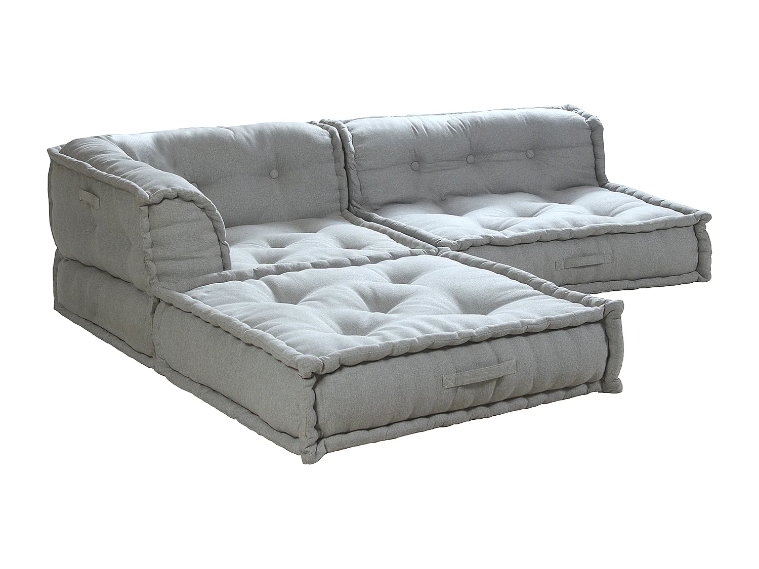 Canapé d'angle ouvert modulable en tissu gris DIROLA