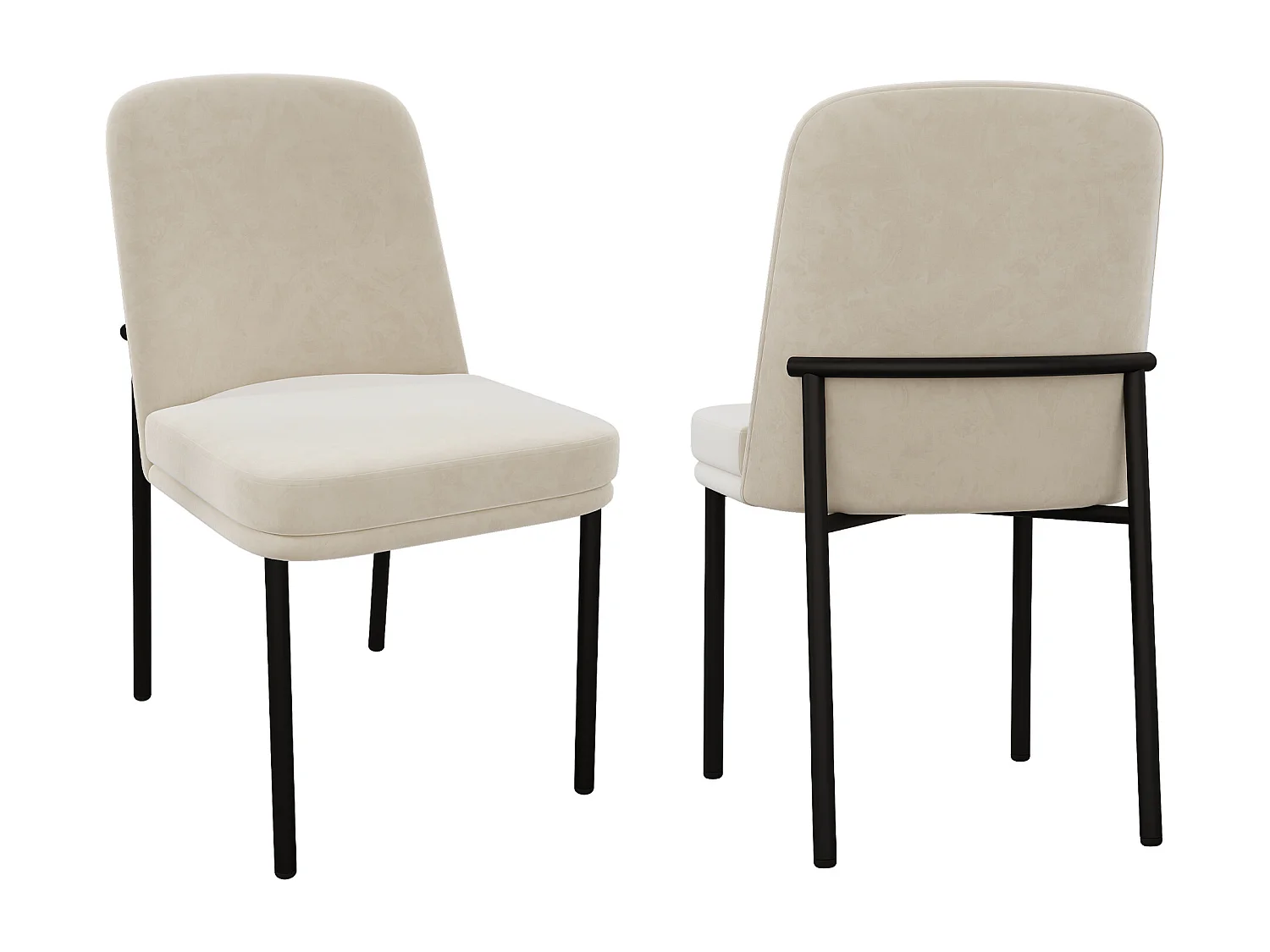 Lot de 2 chaises avec pieds en métal noir - Velours beige