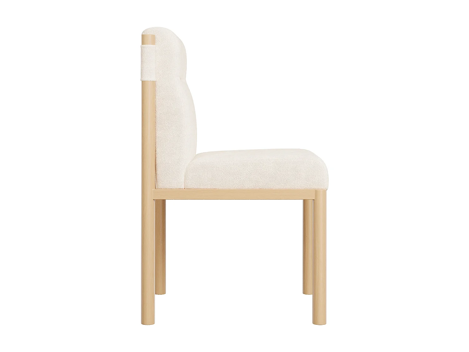 Lot de 2 chaises tissu en sherpa beige- Sièges épais - Pieds en bois