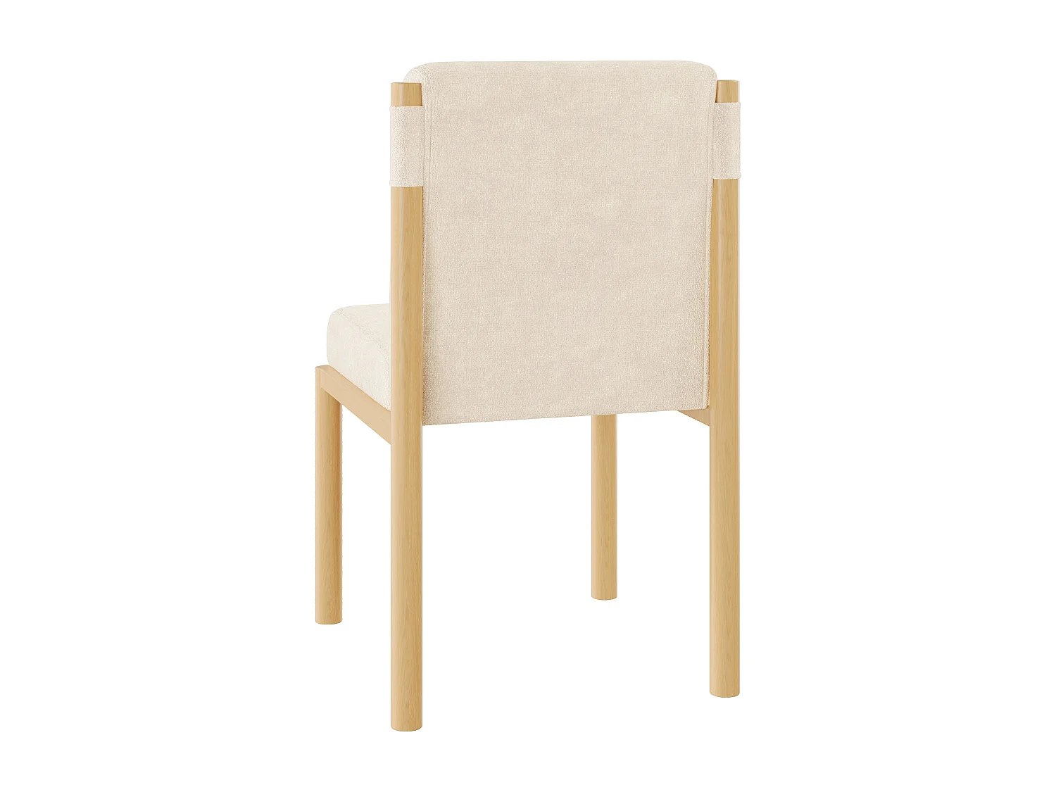 Lot de 2 chaises tissu en sherpa beige- Sièges épais - Pieds en bois