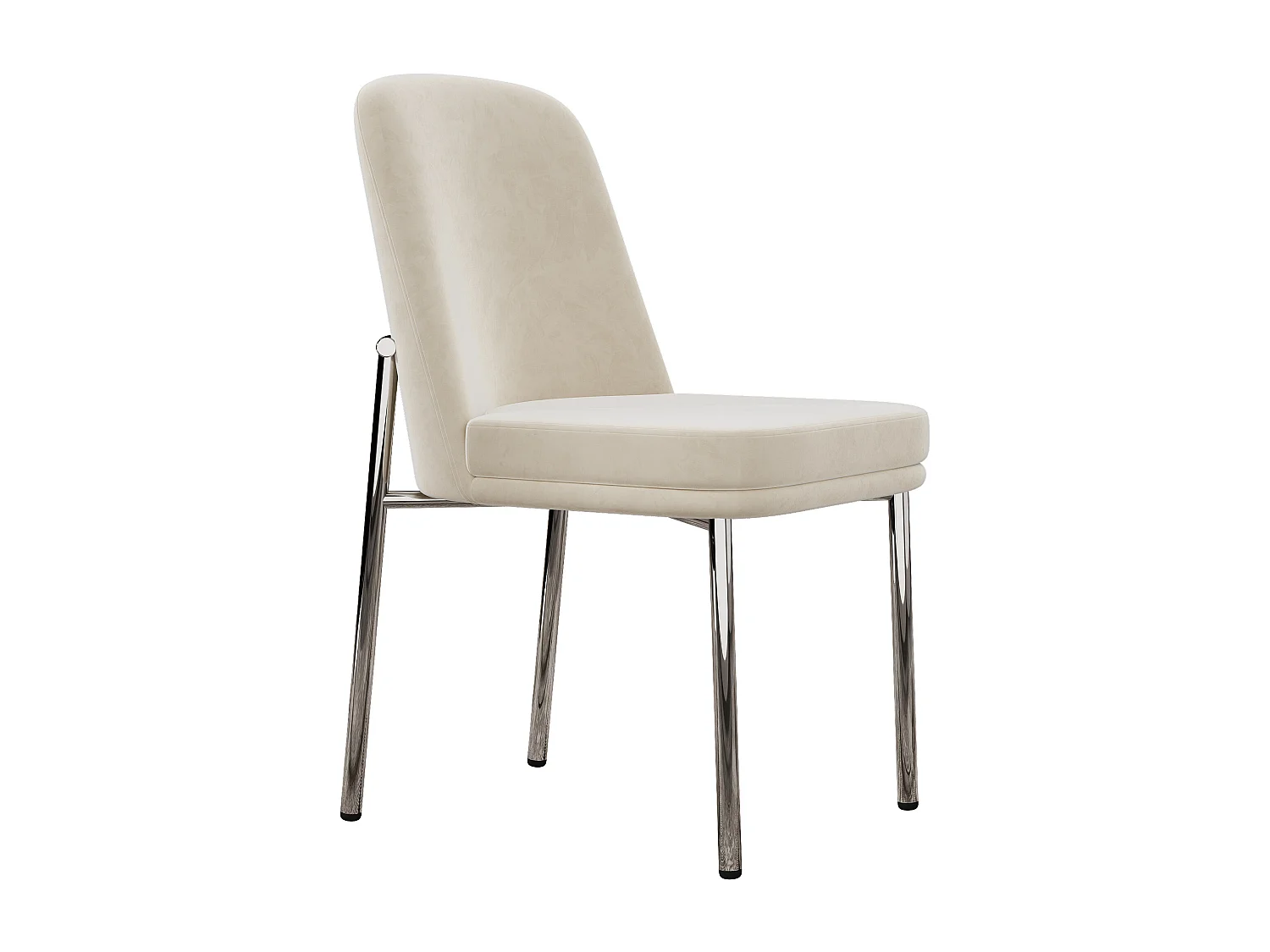 Lot de 4 chaises avec pieds en métal argenté - Velours beige