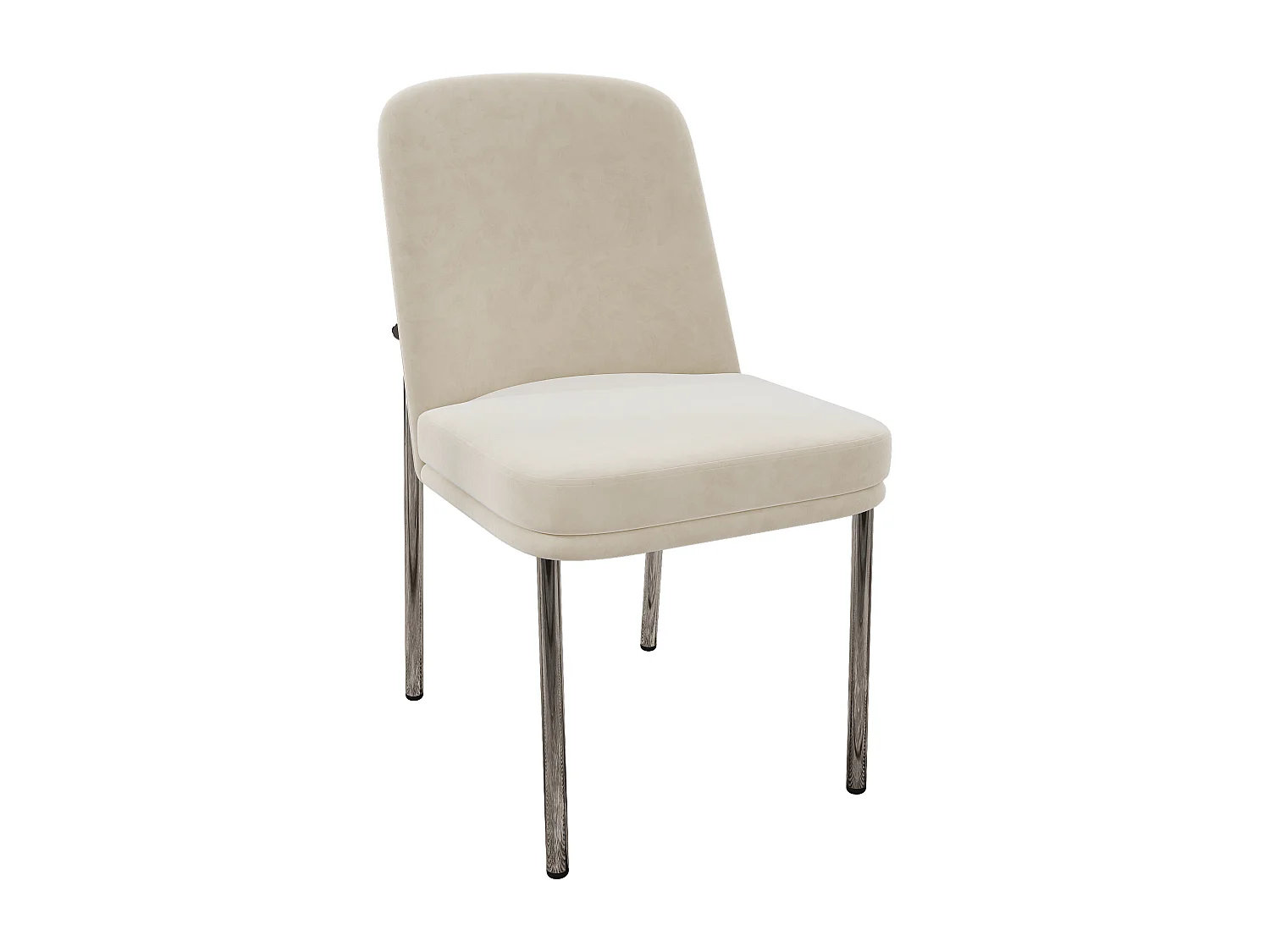 Lot de 6 chaises avec pieds en métal argenté - Velours beige