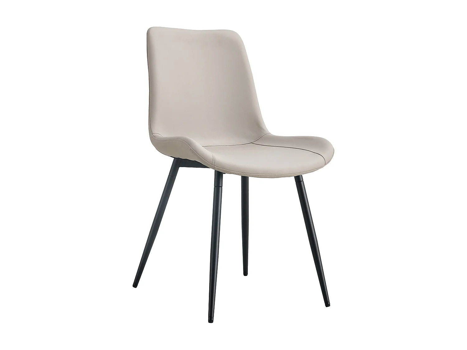 Lot de 4 chaises grise en simili cuir PU - Pieds en métal noir