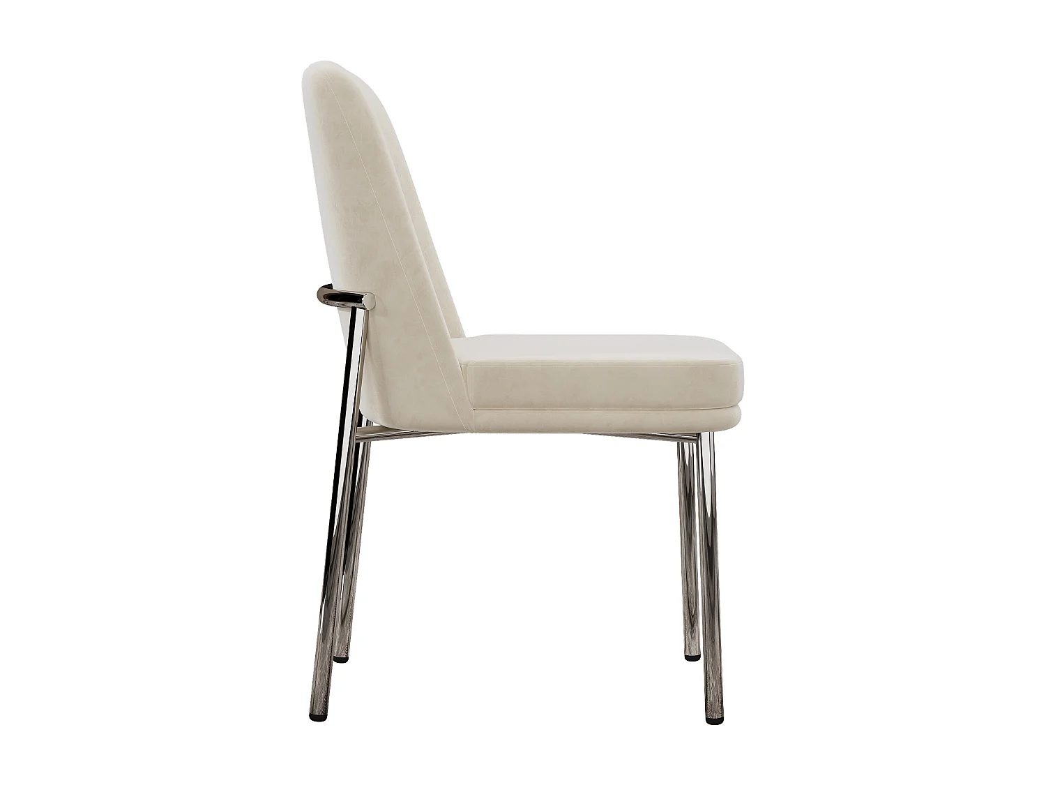 Lot de 2 chaises avec pieds en métal argenté - Velours beige