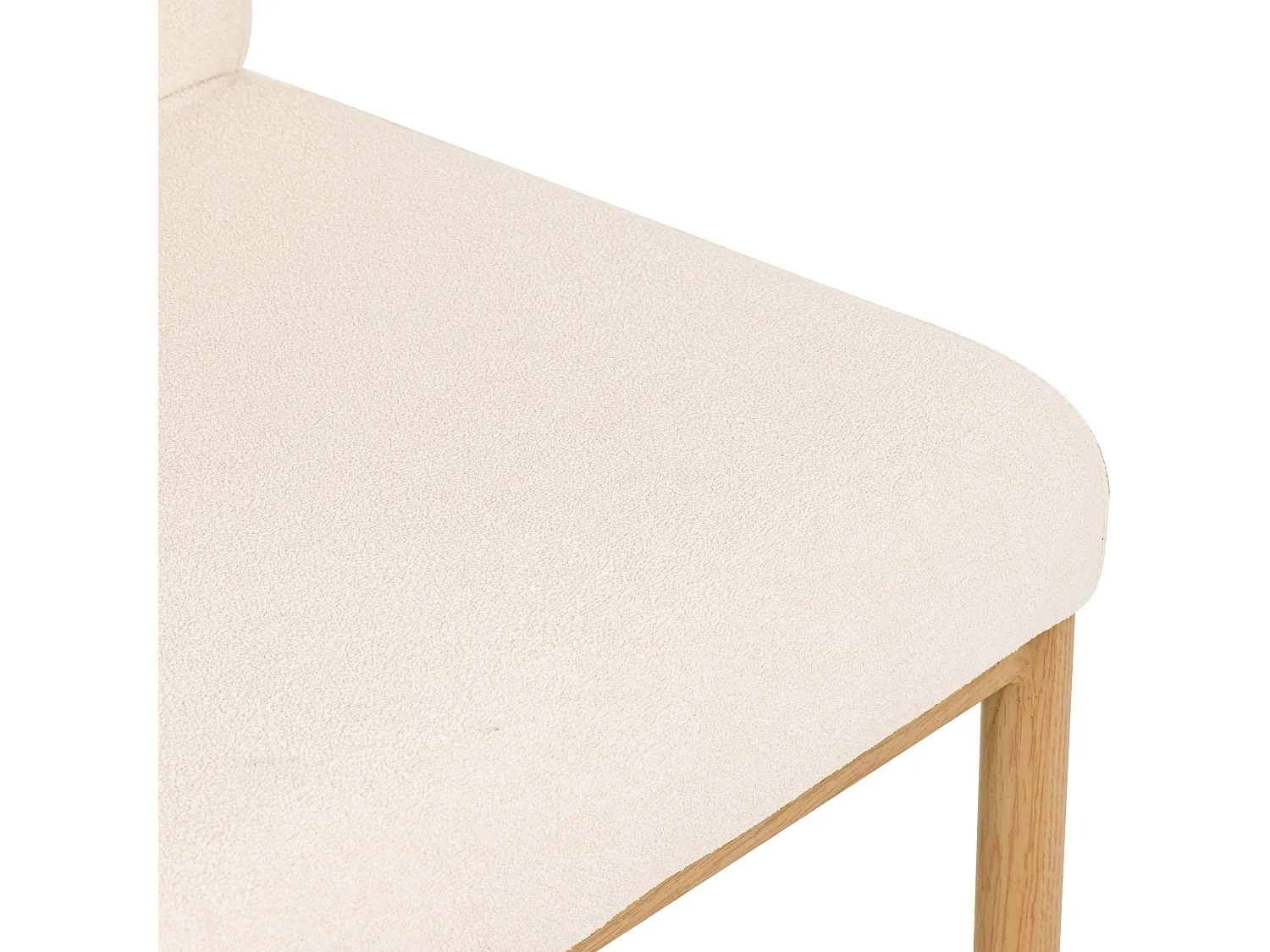 Lot de 6 chaises tissu en sherpa beige- Sièges épais - Pieds en bois