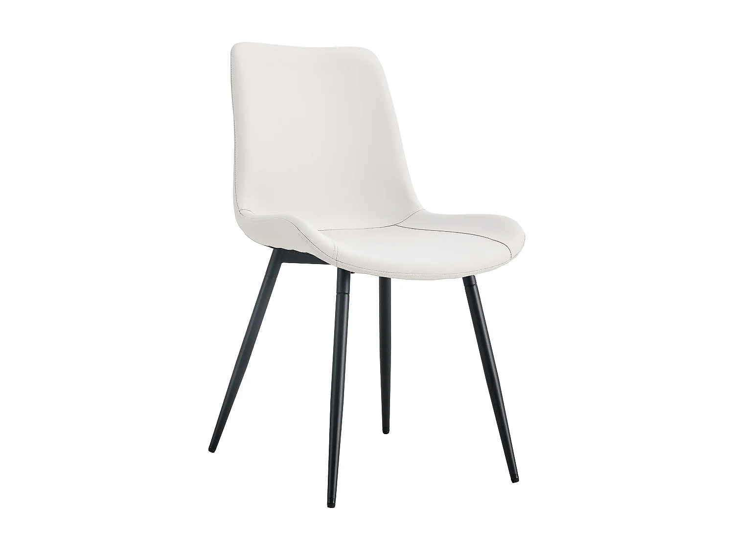 Lot de 4 chaises blanche en simili cuir PU - Pieds en métal noir