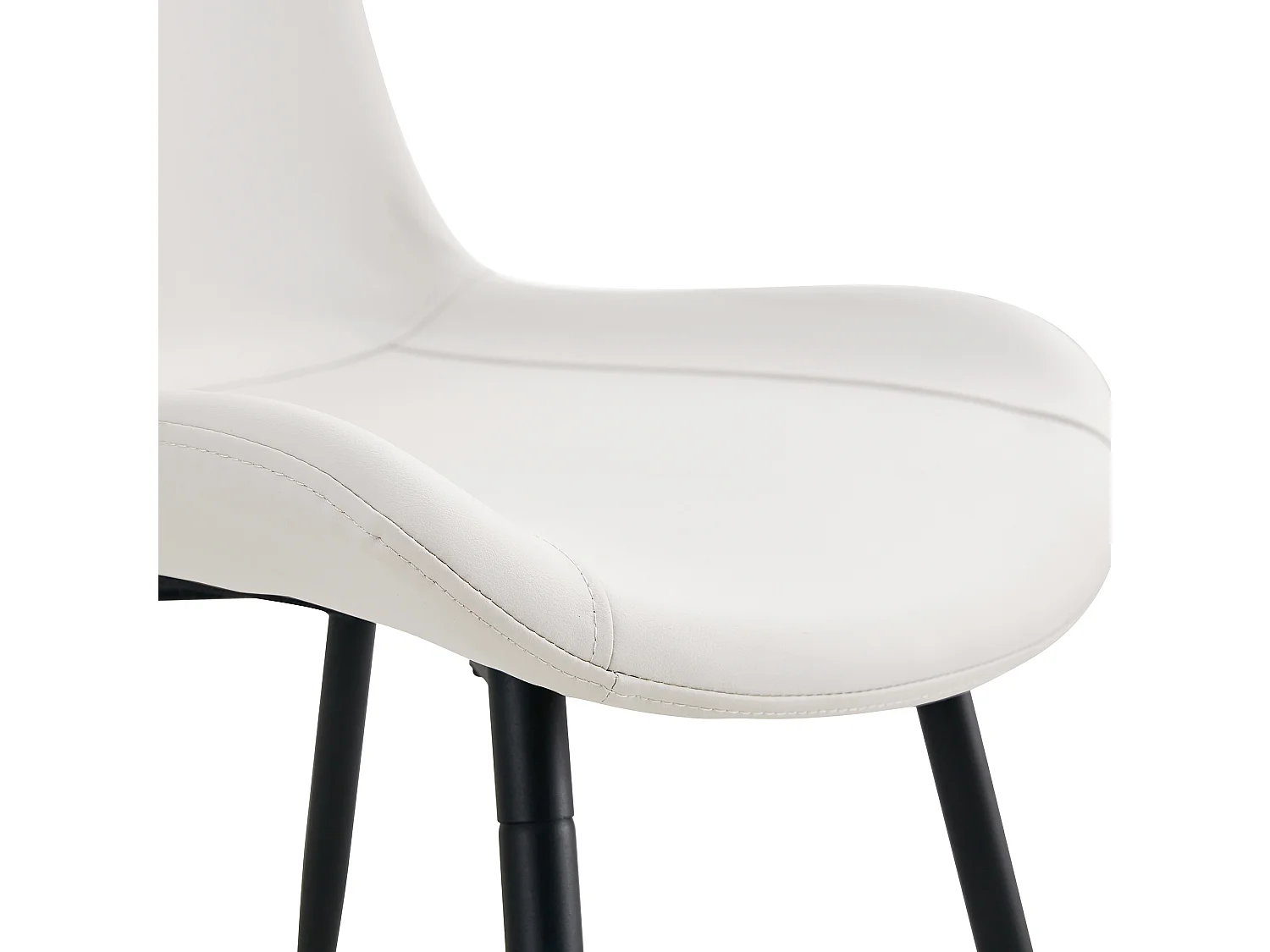 Lot de 4 chaises blanche en simili cuir PU - Pieds en métal noir