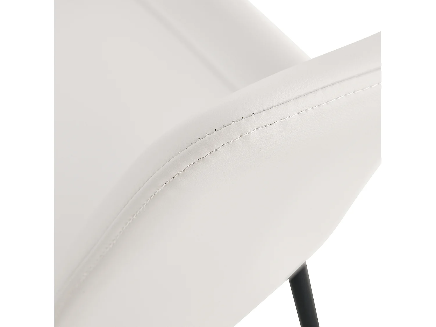 Lot de 4 chaises blanche en simili cuir PU - Pieds en métal noir