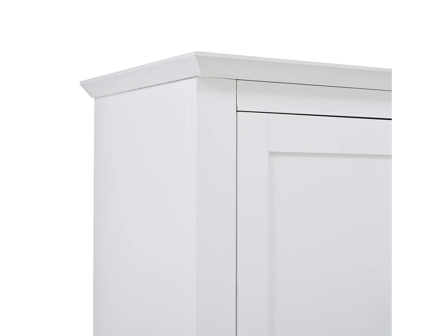 Buffet avec 2 portes, tiroir et casiers à vin - longue poignée en métal noir - Bois blanc