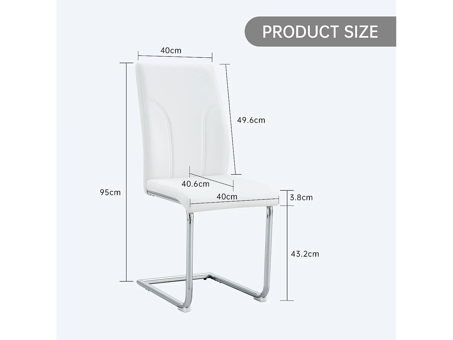 Lot de 2 chaises blanche en simili cuir PU - Pieds en métal argenté