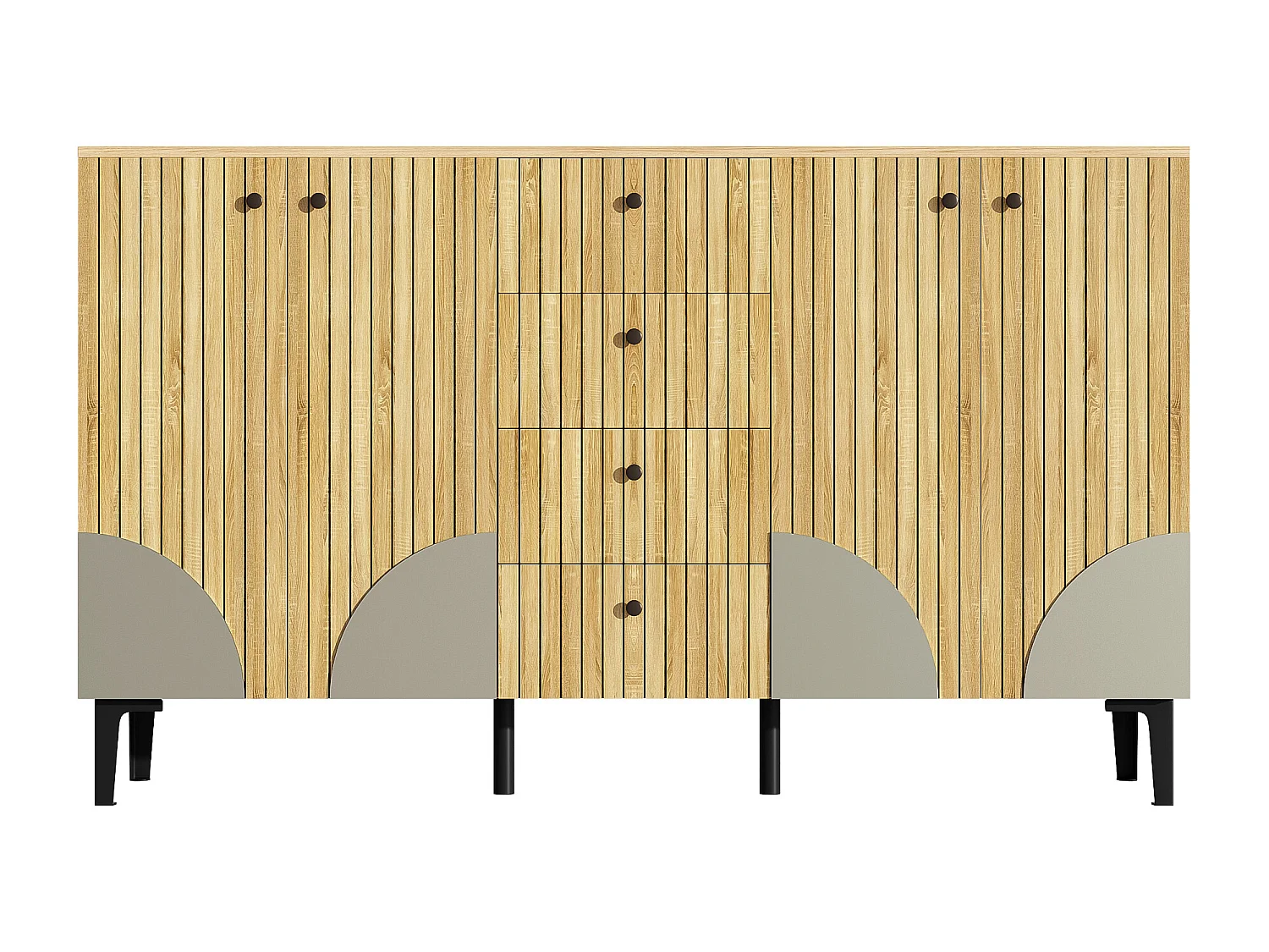 Aparador com 4 portas e 4 gavetas - Textura vertical - Cor da madeira