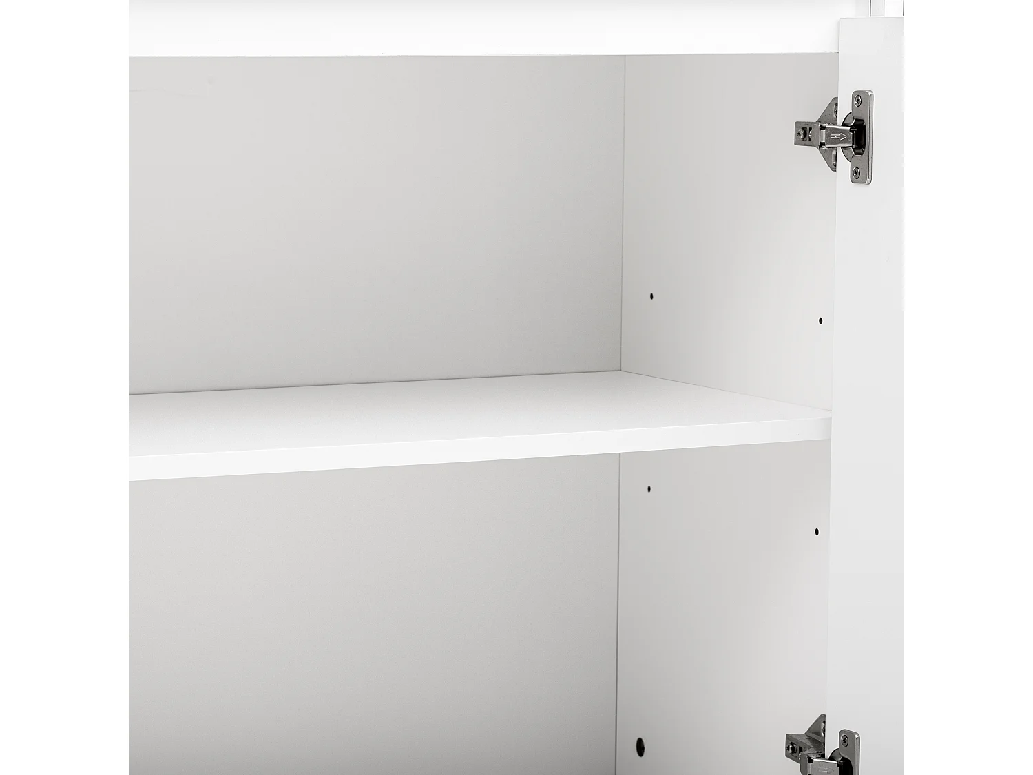 Buffet à 3 portes - Sans poignées - Pieds dorés - Blanc