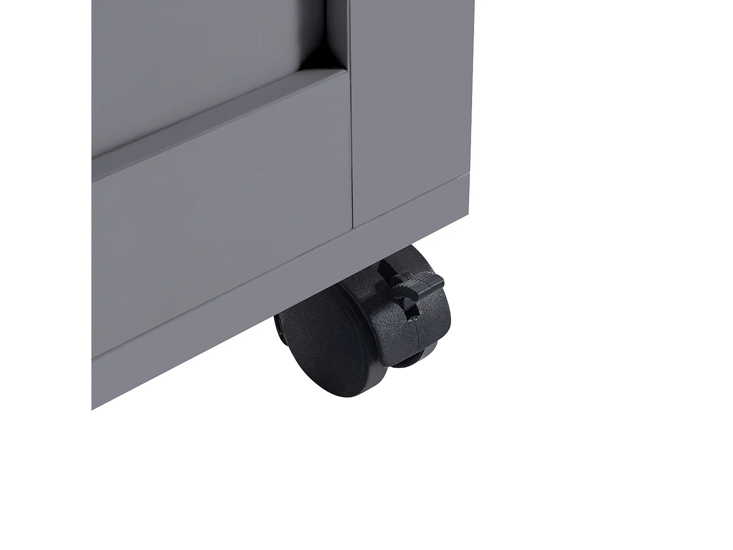 Meuble de bar extensible avec 4 portes et roulettes 118-180×50×94 cm - Pour 4 à 6 personnes - Couleur gris et bois