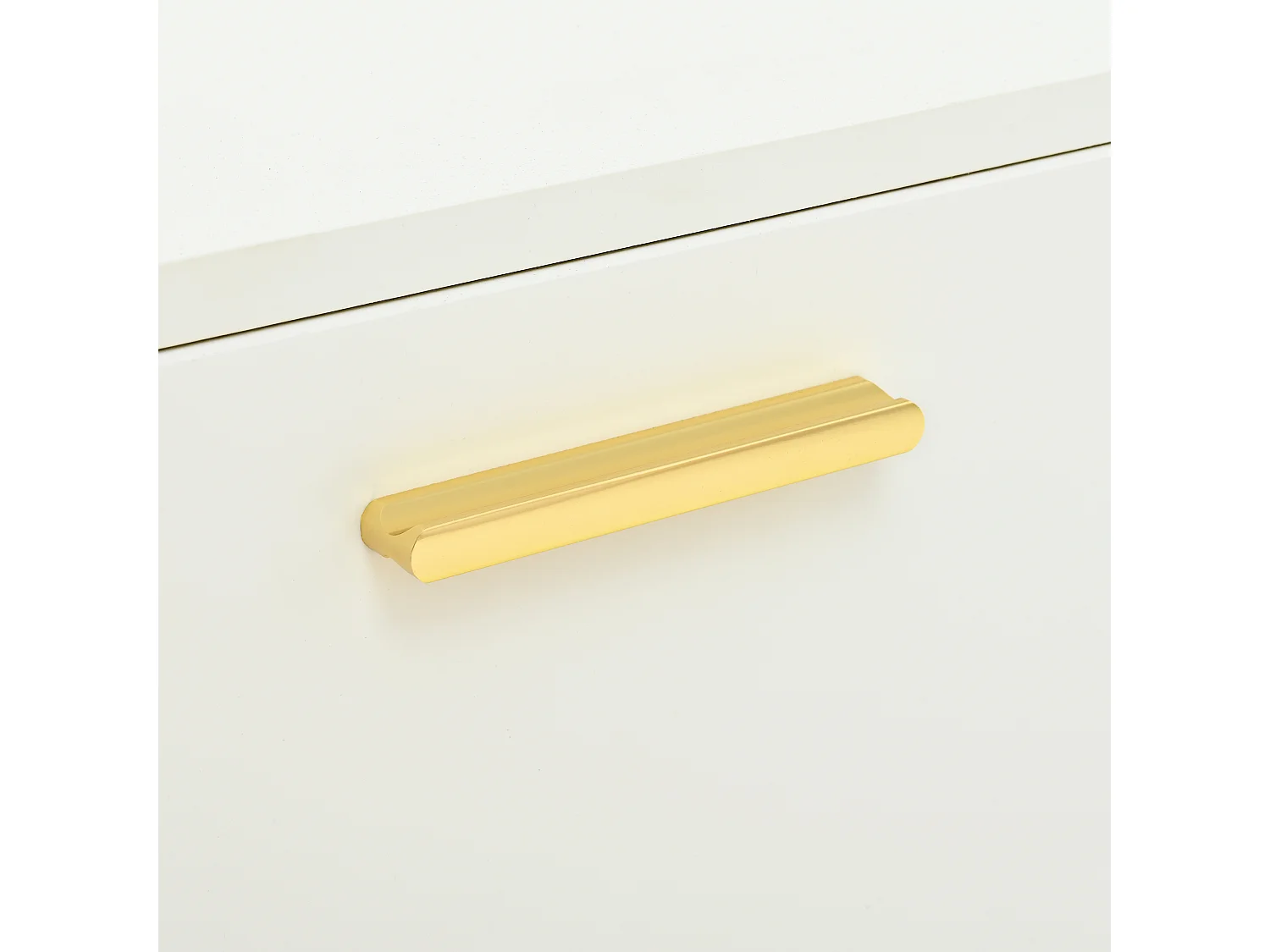 Buffet avec 2 portes et 3 tiroirs - Motif en forme de V - Blanc et doré