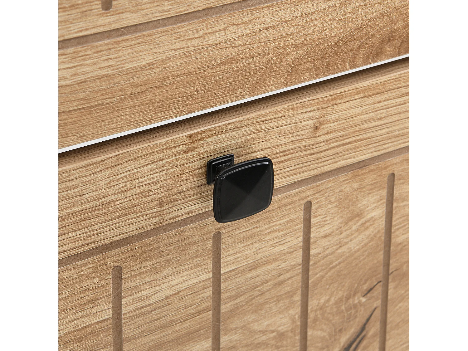 Meuble à chaussures avec miroir et 4 portes - Bois en MDF - Couleur bois